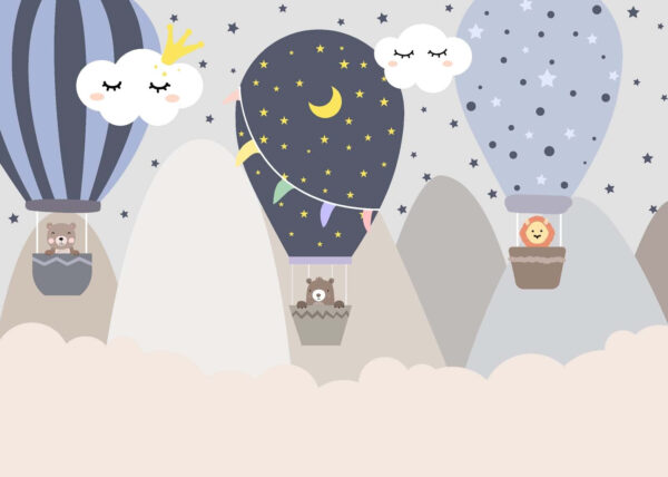 Mongolfiere a cartoni animati nel cielo Mongolfiere a cartoni animati nel cielo