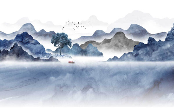 Pittura di montagne e di un albero Pittura di montagne e di un albero