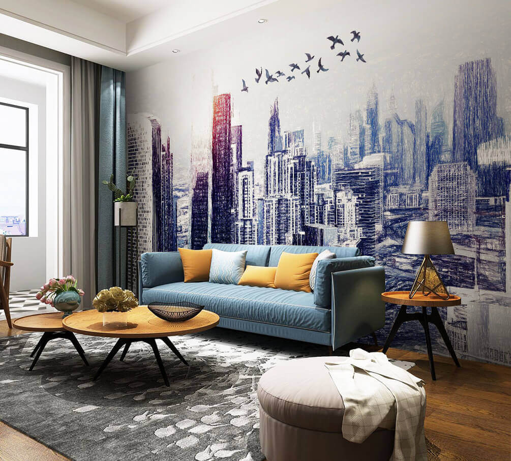 u29199pig1m - Uccelli in volo su una città - tegory