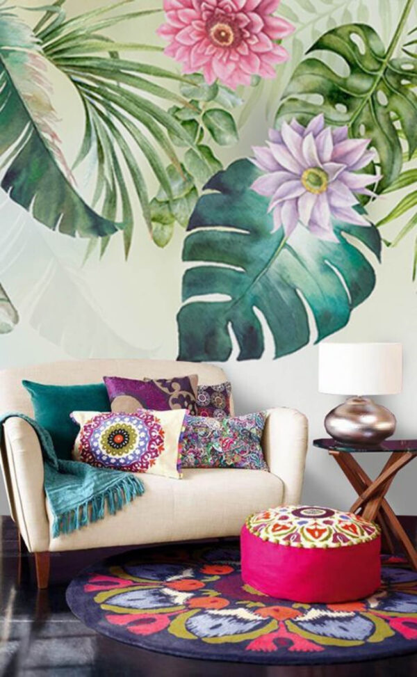 Carta da parati Fiori freschi e verdi vibranti si abbracciano (COD: u29530) Carta da parati Carta da parati Fiori freschi e verdi vibranti si abbracciano (COD: u29530)