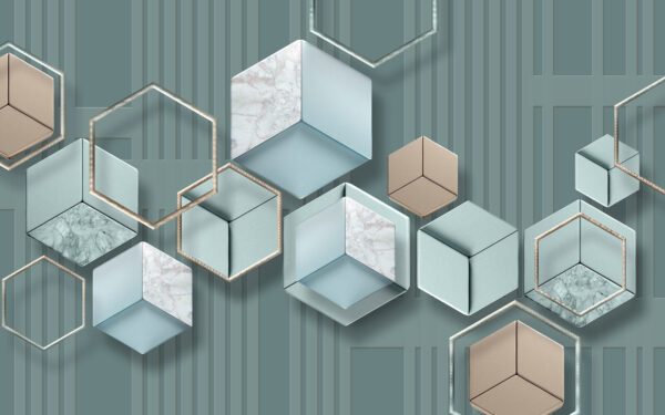 Carta da parati con esagoni e forme geometriche Carta da parati con esagoni e forme geometriche