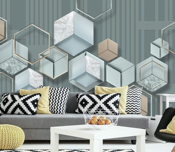 Carta da parati con esagoni e forme geometriche Carta da parati con esagoni e forme geometriche
