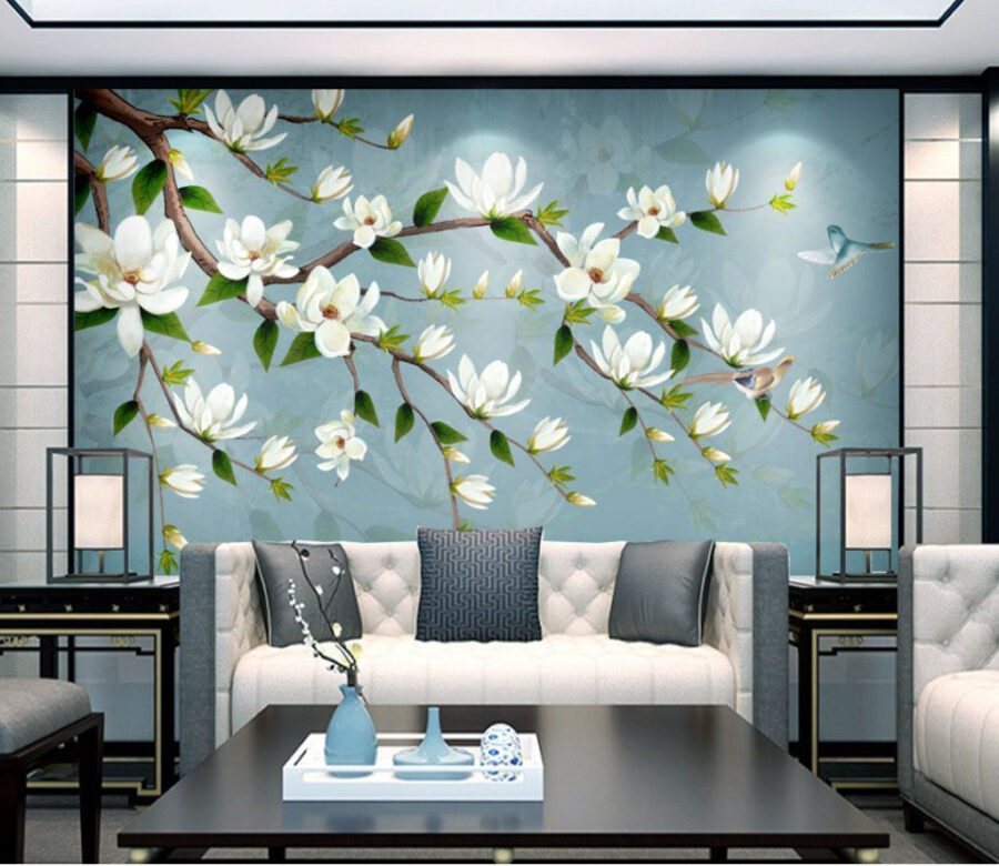 Fiori bianchi su un ramo