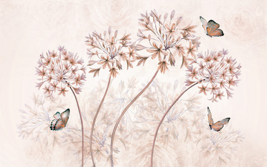 Un dipinto di fiori e farfalle Un dipinto di fiori e farfalle