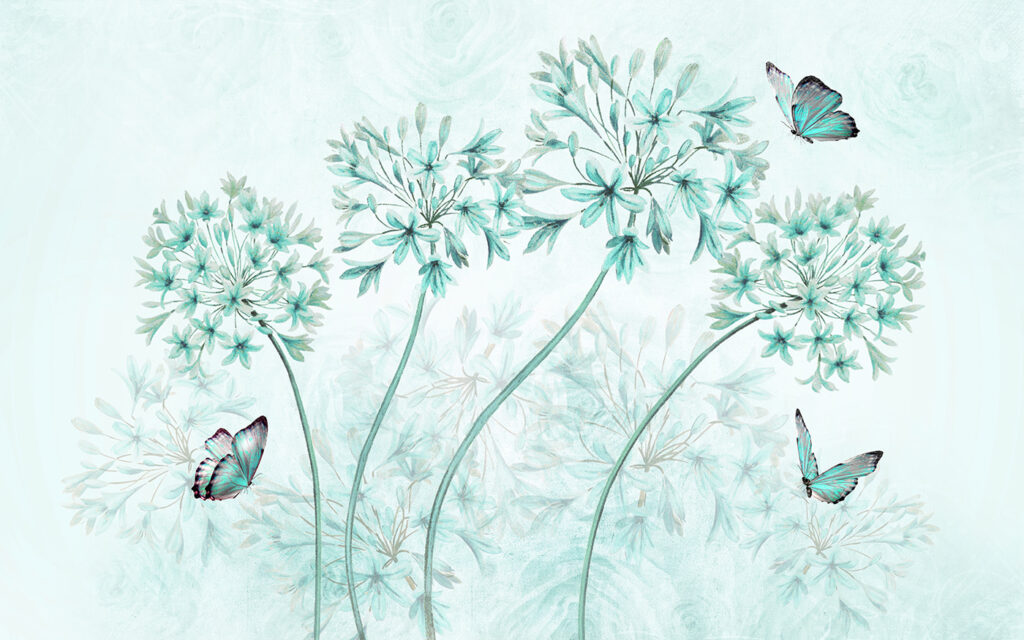 Un dipinto di fiori e farfalle Un dipinto di fiori e farfalle