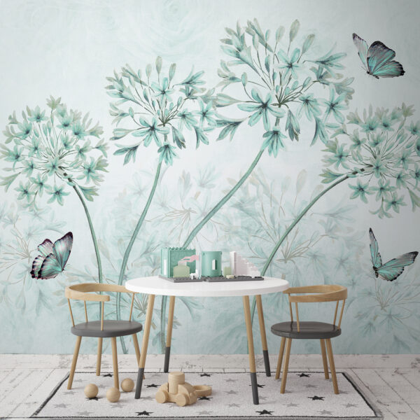 Un dipinto di fiori e farfalle Un dipinto di fiori e farfalle