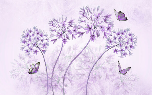 Fiori viola con farfalle Fiori viola con farfalle