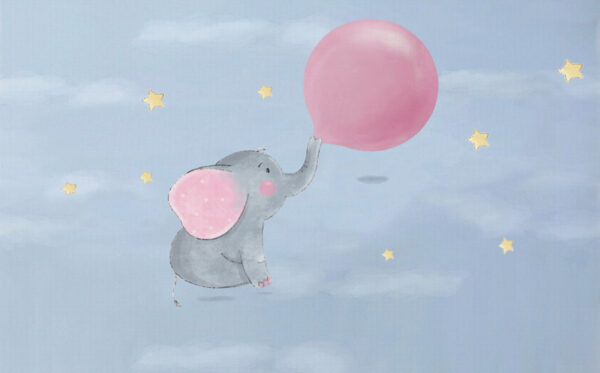 Vignetta di un elefante che tiene in mano un palloncino Vignetta di un elefante che tiene in mano un palloncino