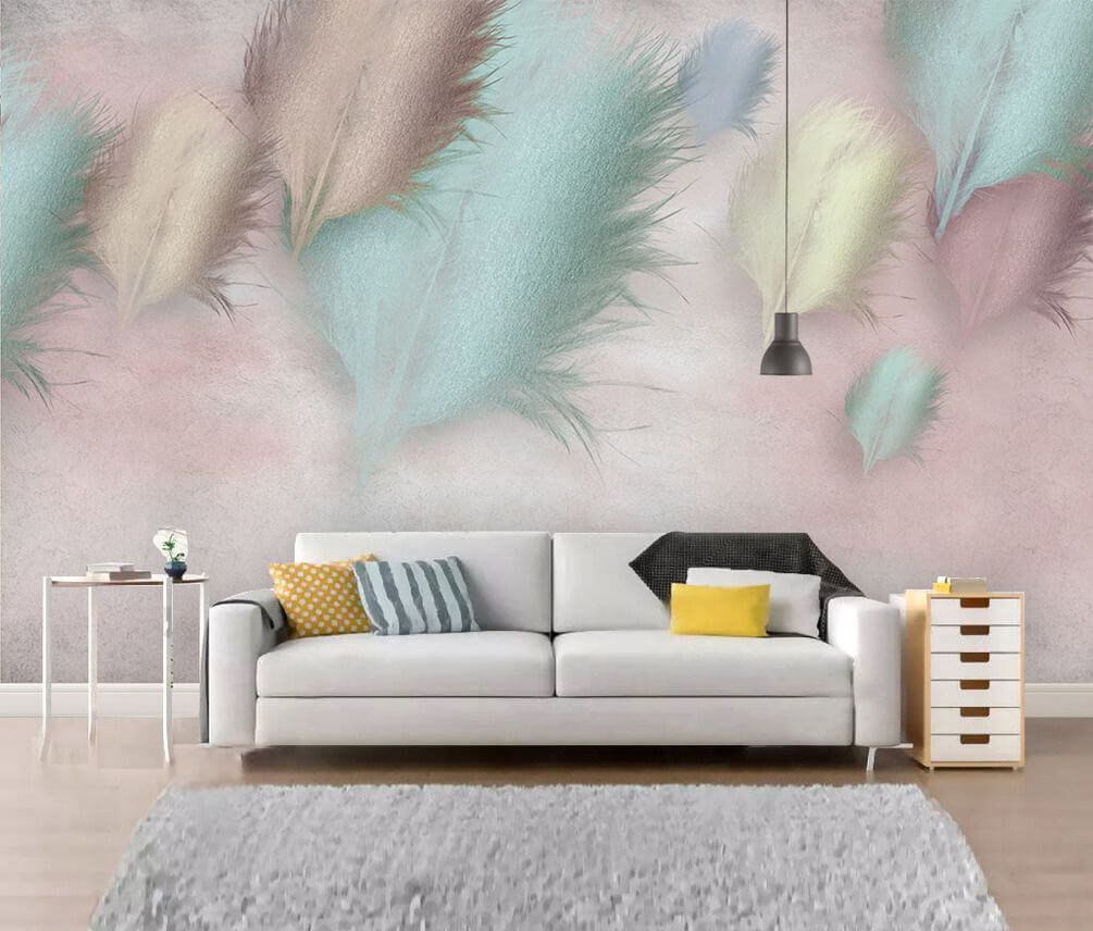 u41743pig1m - Gruppo di piume su sfondo rosa - tegory