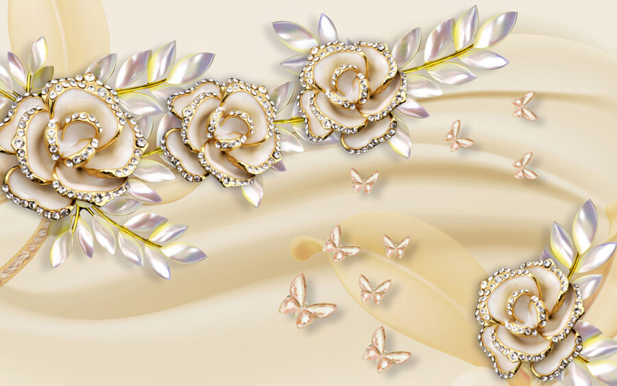 Eleganti rose con delicate farfalle.