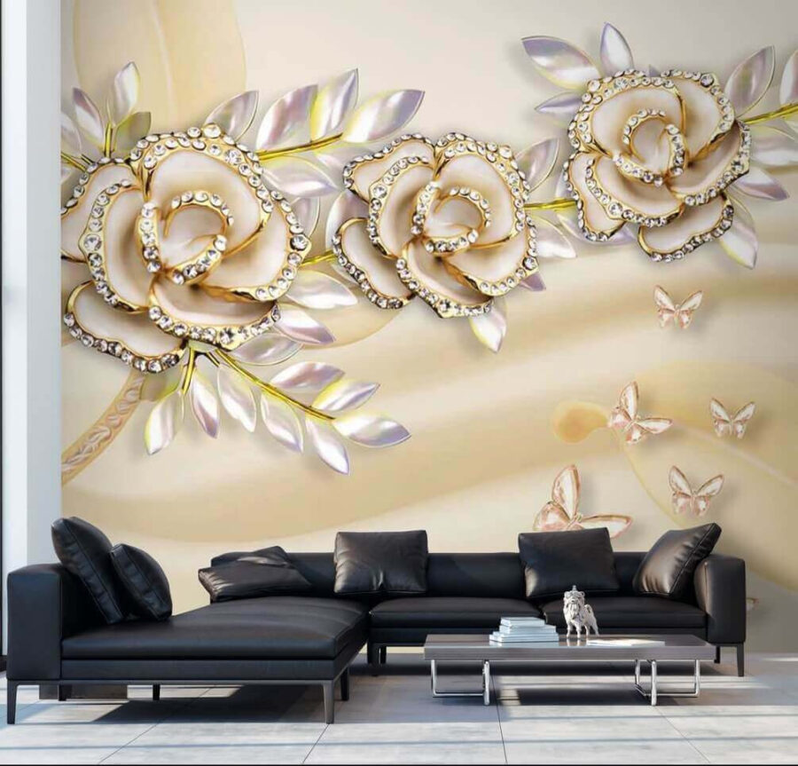 Eleganti rose con delicate farfalle.
