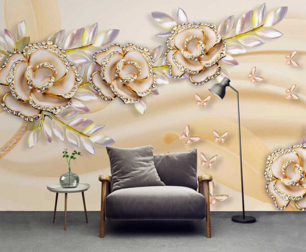 Eleganti rose con delicate farfalle. Eleganti rose con delicate farfalle.