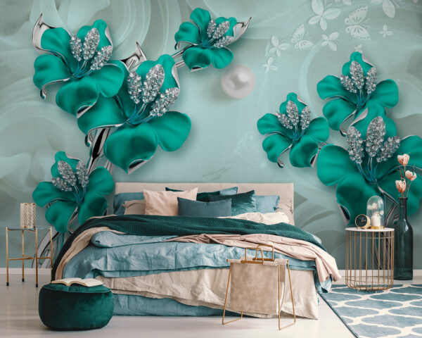 Elegante capolavoro di design floreale turchese. Elegante capolavoro di design floreale turchese.