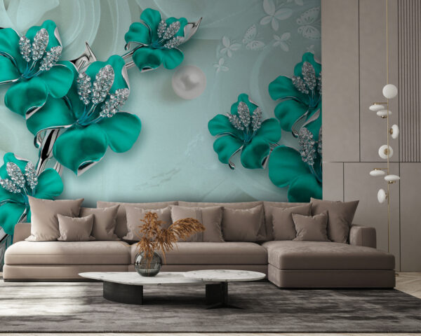 Elegante capolavoro di design floreale turchese. Elegante capolavoro di design floreale turchese.
