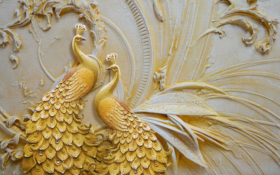 Carta da parati Eleganti pavoni in rilievo ornato - immagine 11