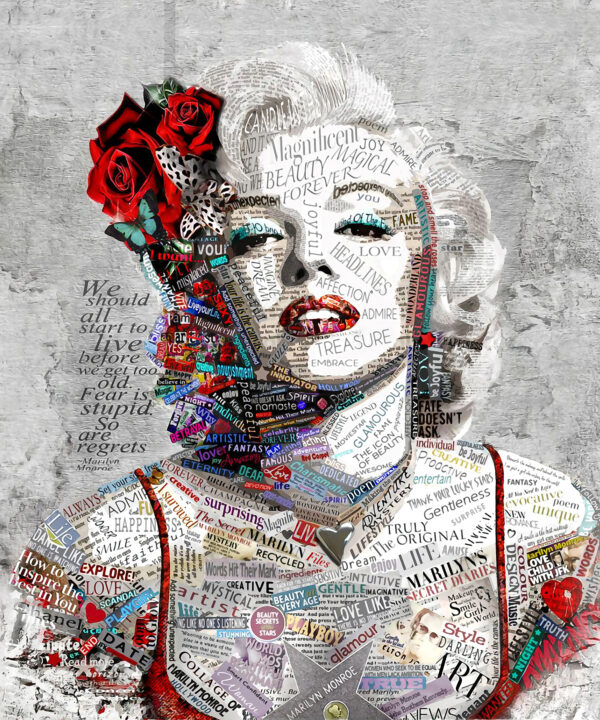Donna con labbra rosse e fiori Donna con labbra rosse e fiori