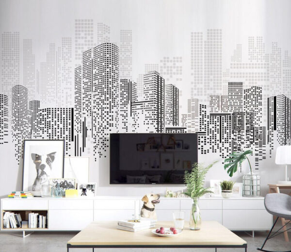 Lo skyline della città con molti edifici Lo skyline della città con molti edifici