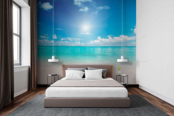 Cielo azzurro con nuvole e spiaggia sabbiosa Cielo azzurro con nuvole e spiaggia sabbiosa