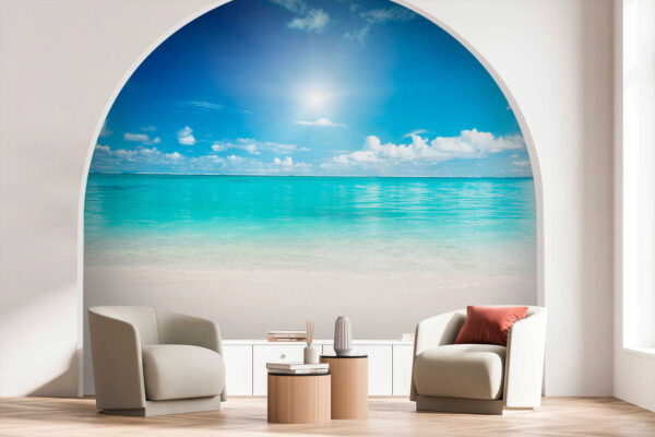 Cielo azzurro con nuvole e spiaggia sabbiosa Cielo azzurro con nuvole e spiaggia sabbiosa