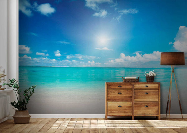 Cielo azzurro con nuvole e spiaggia sabbiosa Cielo azzurro con nuvole e spiaggia sabbiosa