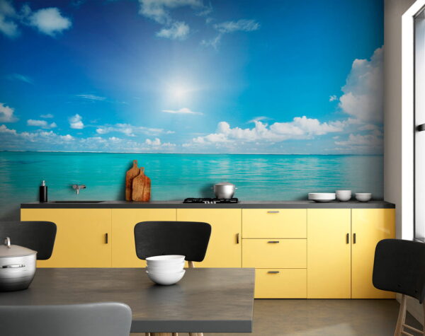 Cielo azzurro con nuvole e spiaggia sabbiosa Cielo azzurro con nuvole e spiaggia sabbiosa