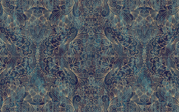 Intricate blue symmetrical floral design