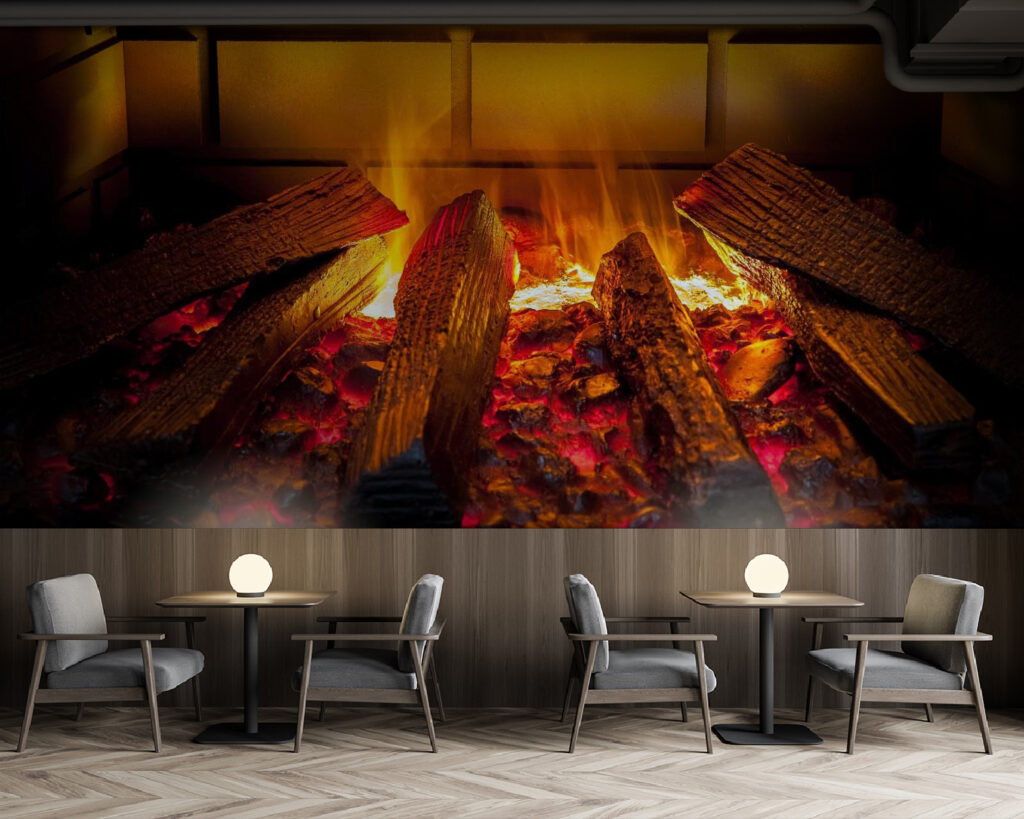 Fire in a fireplace Fire in a fireplace