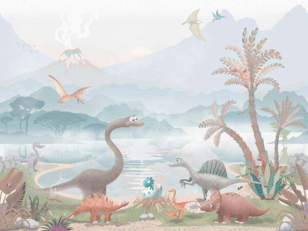 Gruppo di dinosauri vicino a un lago u60040v2p 600x450 - Gruppo di dinosauri vicino a un lago - tegory