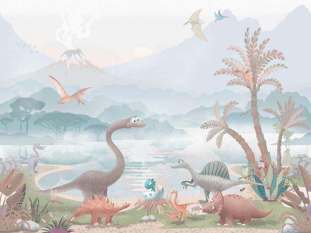 Gruppo di dinosauri vicino a un lago u60040v2p - Gruppo di dinosauri vicino a un lago - tegory