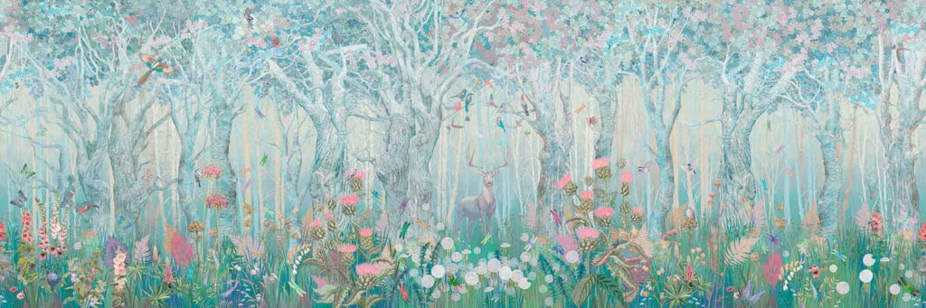 Pittura di un cervo in una foresta Pittura di un cervo in una foresta
