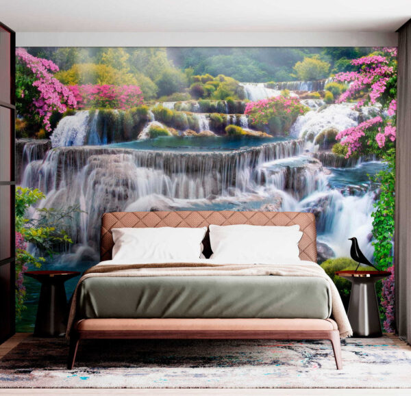 Cascata con fiori e alberi Cascata con fiori e alberi
