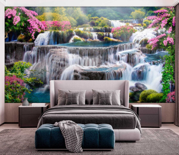 Cascata con fiori e alberi Cascata con fiori e alberi