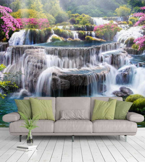 Cascata con fiori e alberi Cascata con fiori e alberi