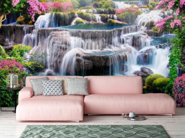 Cascata con fiori e alberi Cascata con fiori e alberi