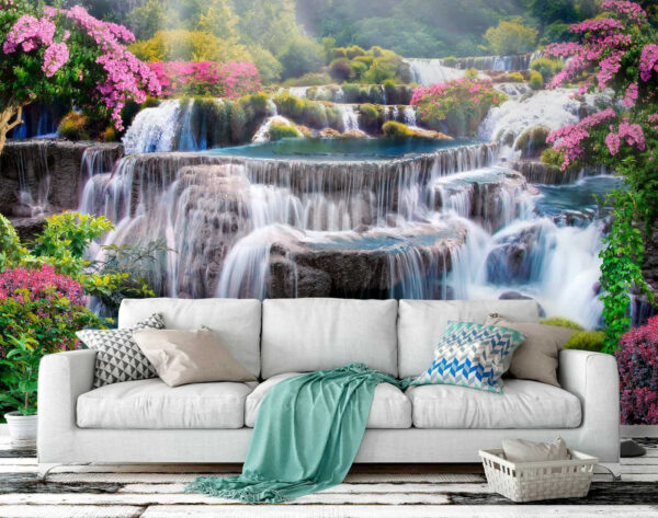 Cascata con fiori e alberi Cascata con fiori e alberi