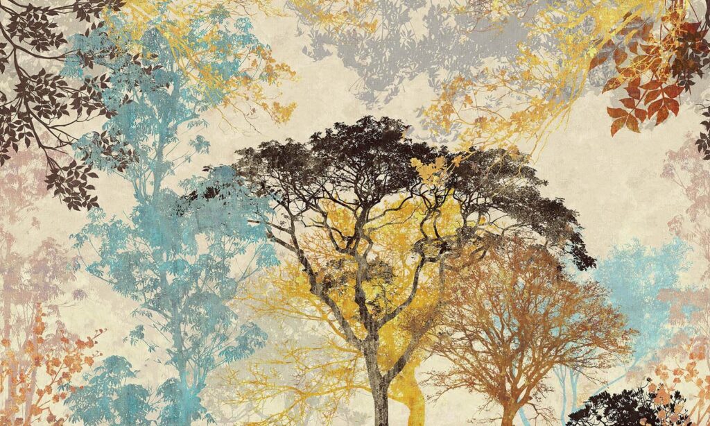 Gruppo di alberi con colori diversi Gruppo di alberi con colori diversi