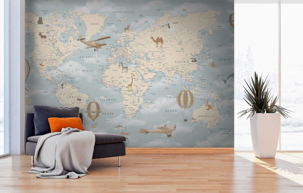 u60135pig3m 1024x652 - Mappa del mondo con diversi animali e uccelli