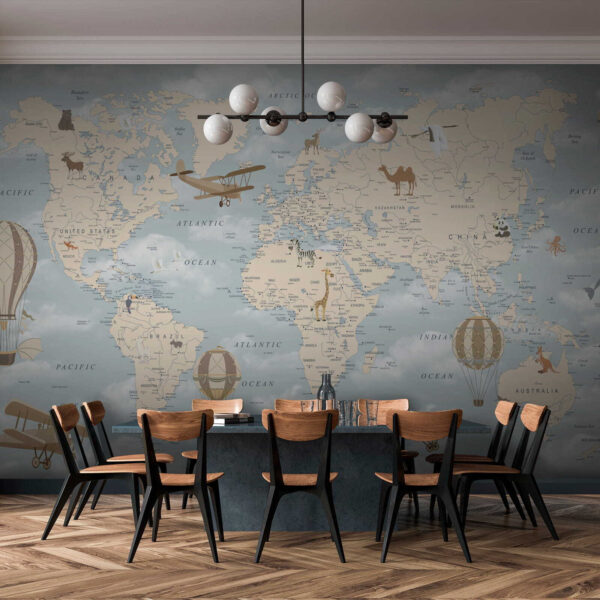 Mappa del mondo con diversi animali e uccelli u60135pik1 600x600 - Mappa del mondo con diversi animali e uccelli