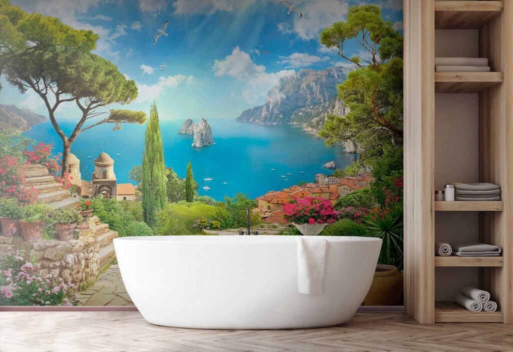 Stone stairs leading to a body of water Stone stairs leading to a body of water