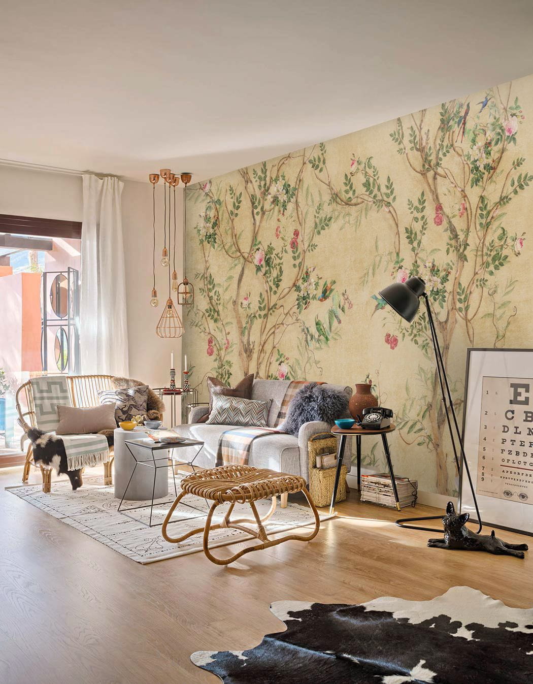 u60295pig1m - Carta da parati con uccelli e fiori - tegory