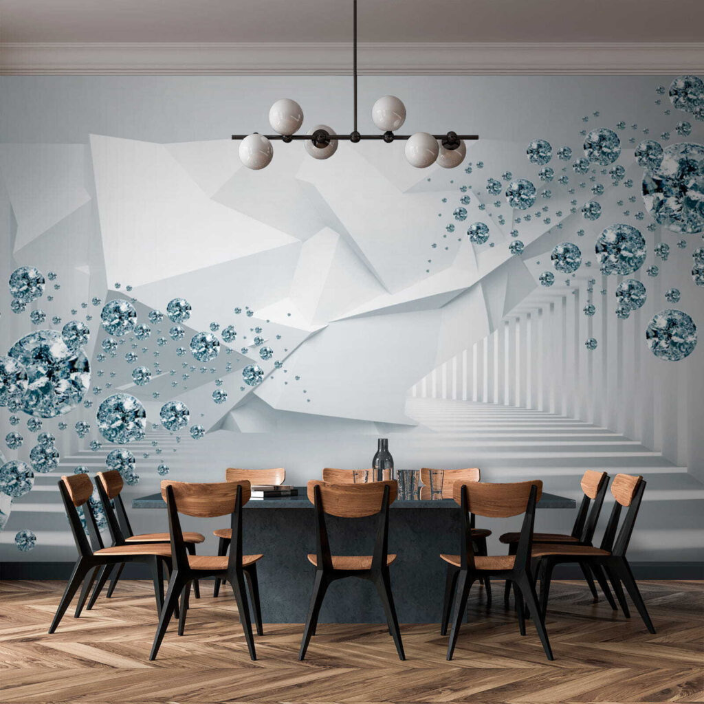 White room with diamonds and a white wall