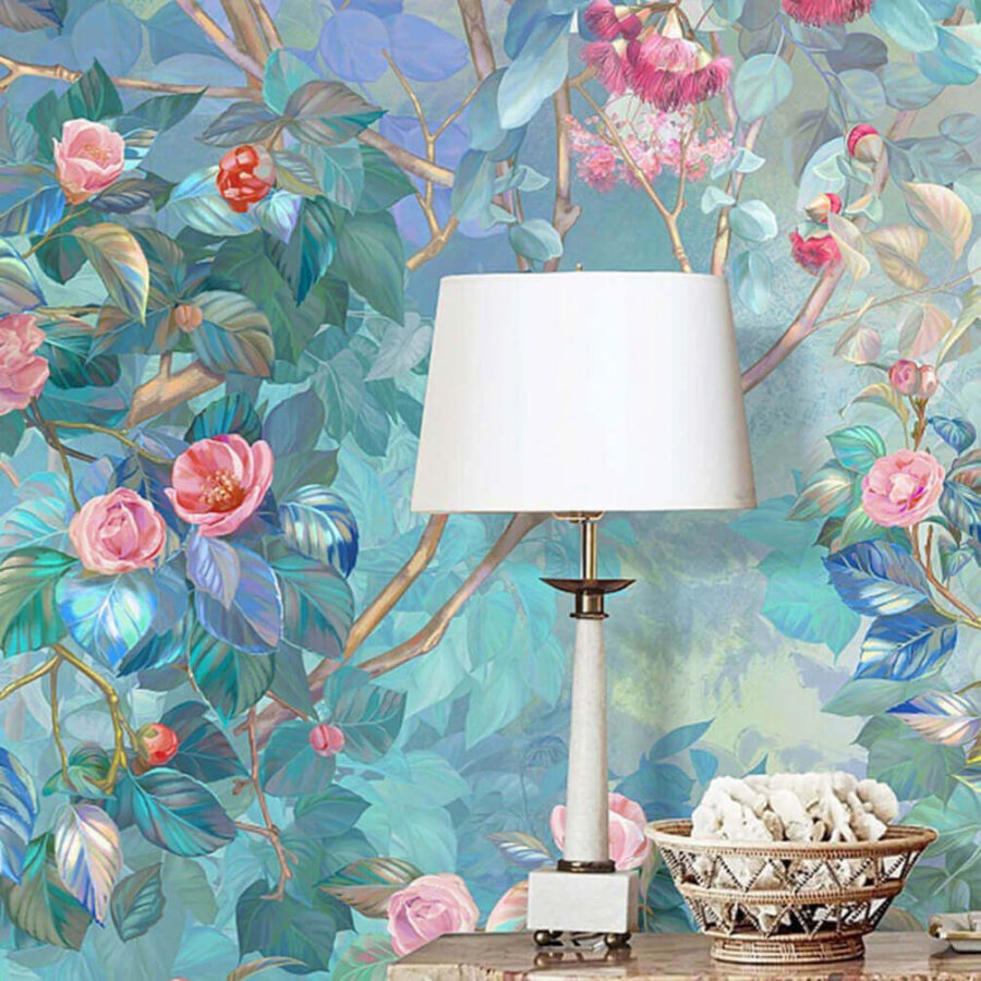 Pittura di un albero con fiori Pittura di un albero con fiori