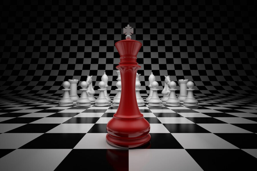 Pezzo di scacchi rosso e bianco