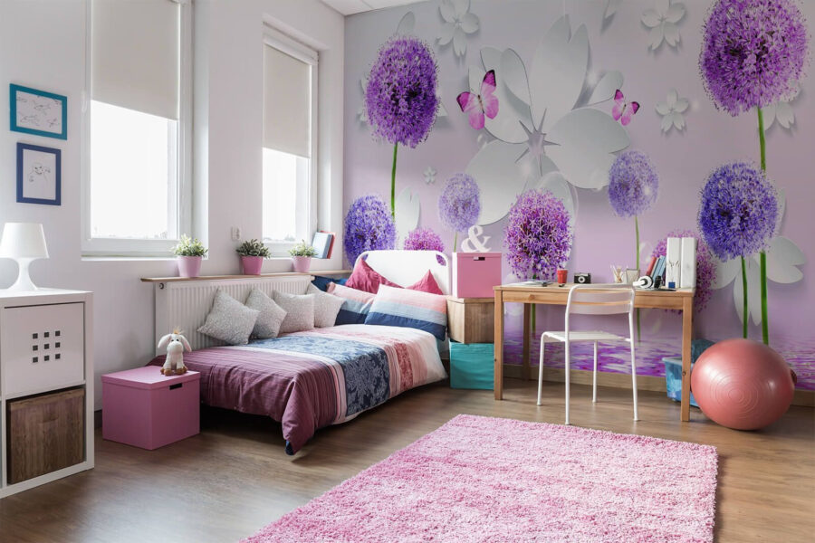 Fiori viola e farfalle Fiori viola e farfalle