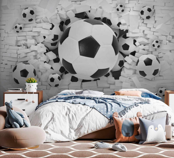 Gruppo di palloni da calcio in un mucchio di mattoni Gruppo di palloni da calcio in un mucchio di mattoni