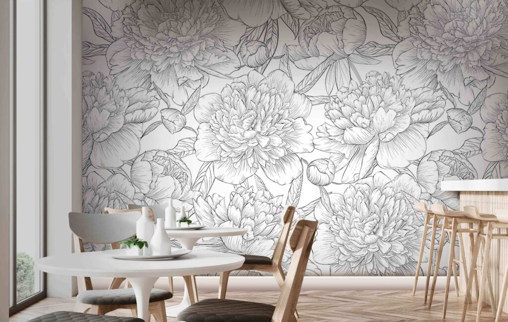 Pattern of flowers and leaves