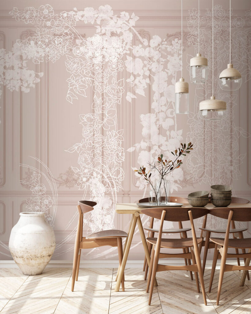 White curtain with flowers