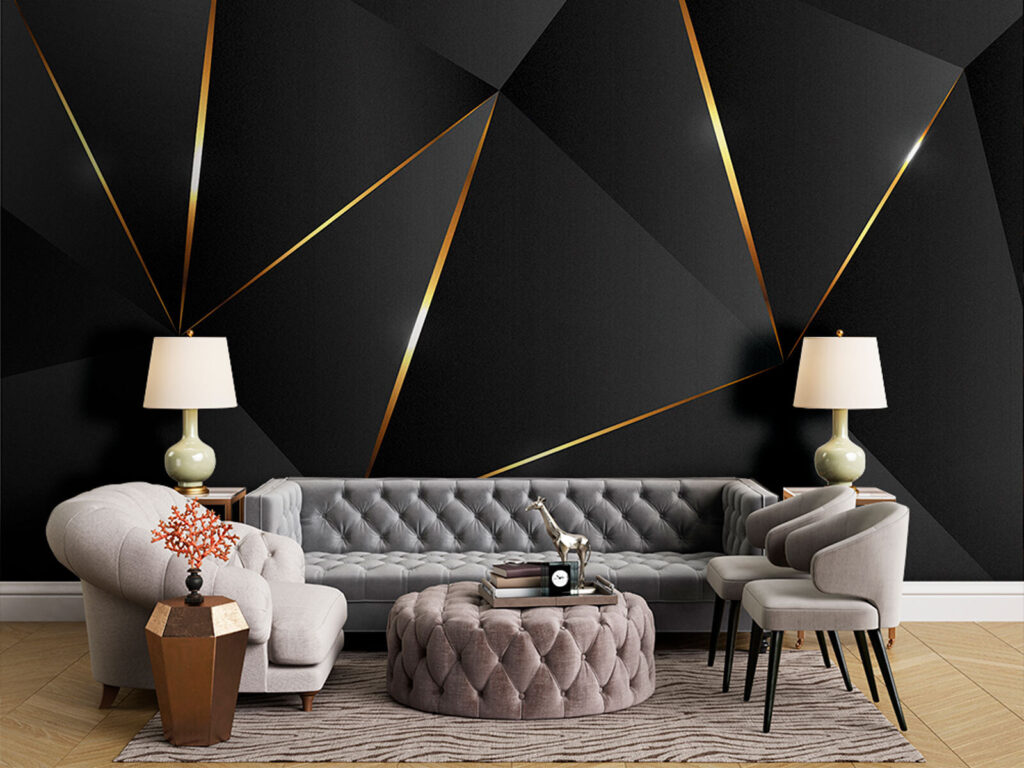 Abstract shapes with shimmering lines