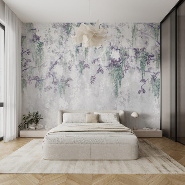Un ramo d'albero con fiori viola Un ramo d'albero con fiori viola