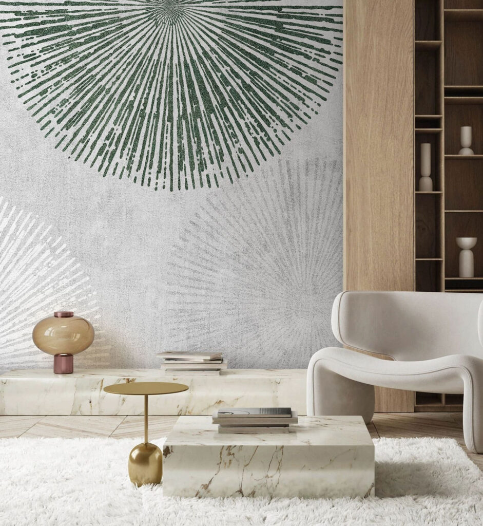 White and green circular design